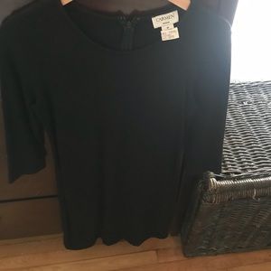 Black form fitting Carmen Marc Valvo dress